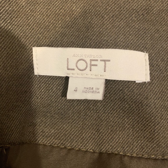 Loft Army Green Mini Skirt Lined Front Pockets 4 - Picture 6 of 7